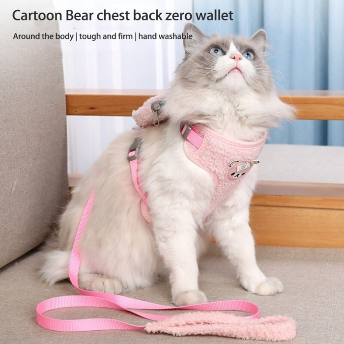 Pet Cat Harness Vest With Backpack Adjustable