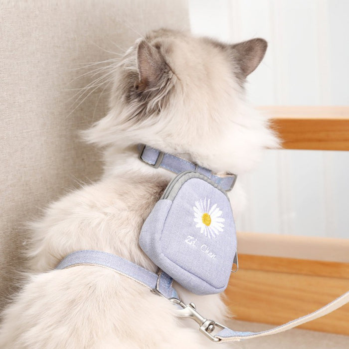 Pet Cat Harness Vest With Backpack Adjustable