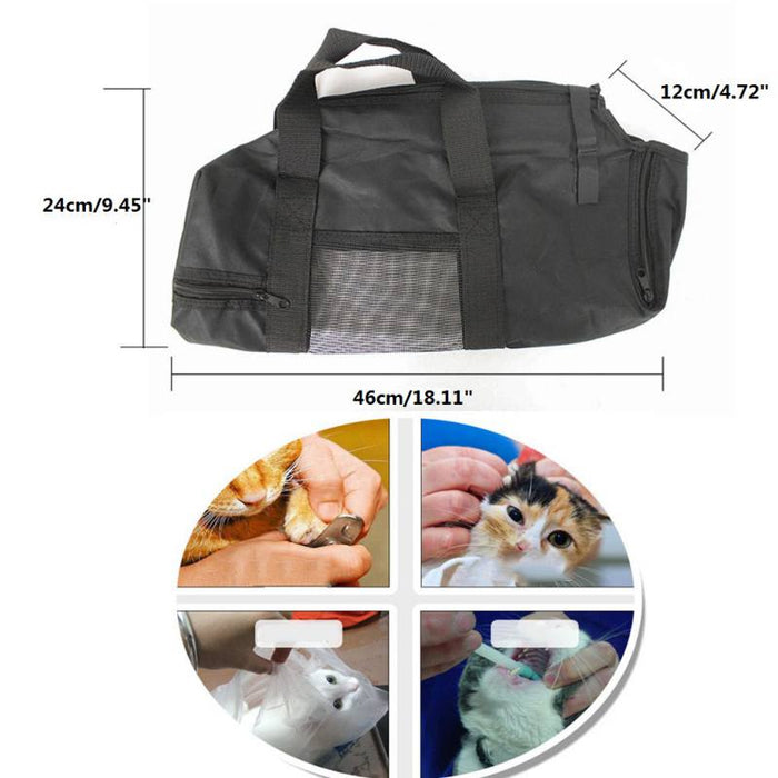 Pet Cat Adjustable Mesh Grooming Bath Bag