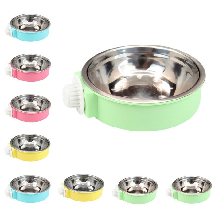 Hanging Stationary Pet Cat Cage Bowls
