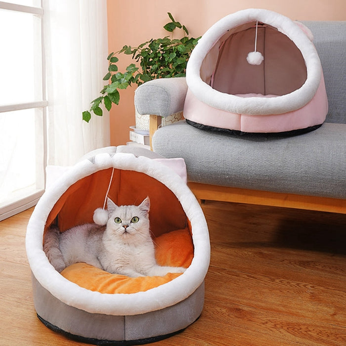 Pet Cat Winter Plush Round Bed